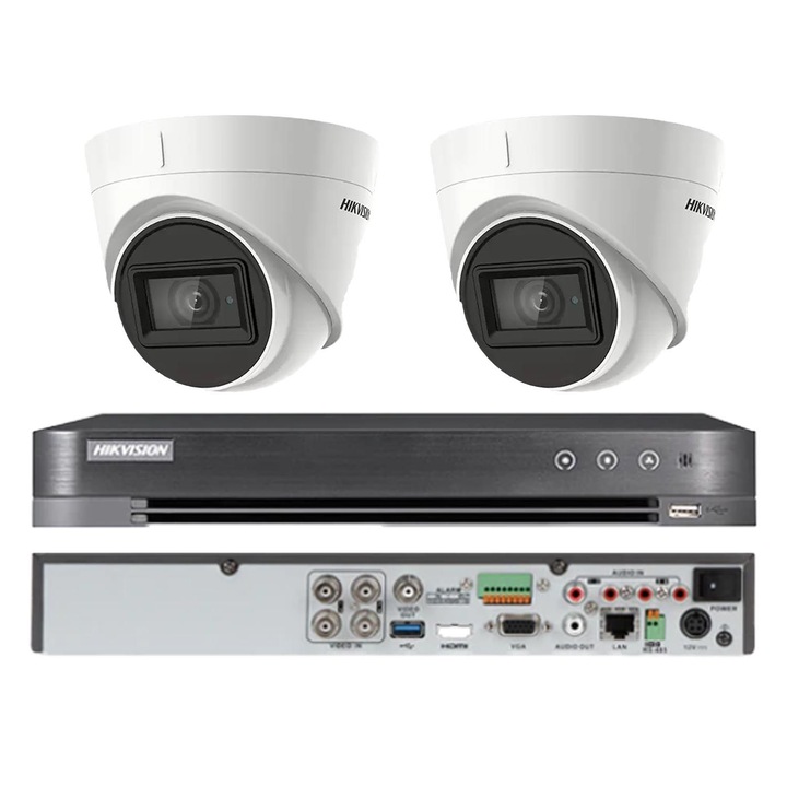 Kit sistem complet 8 camere supraveghere Hikvision 1080P 80 m IR lentila 3.6mm