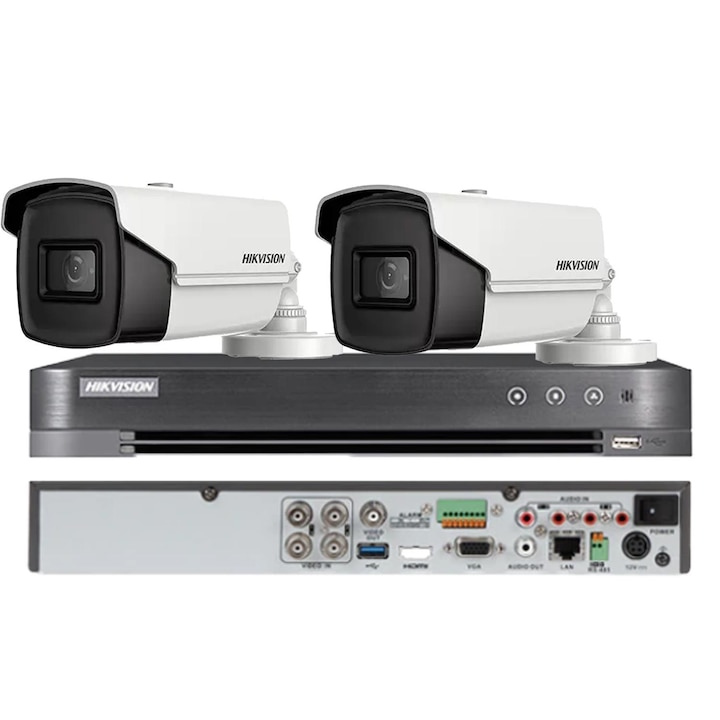Kit supraveghere video Hikvision 5MP, cu 2 camere 5MP de exterior/interior MK482