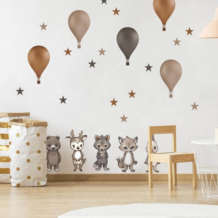 INSPIO Hőlégballon falmatrica állatkákkal