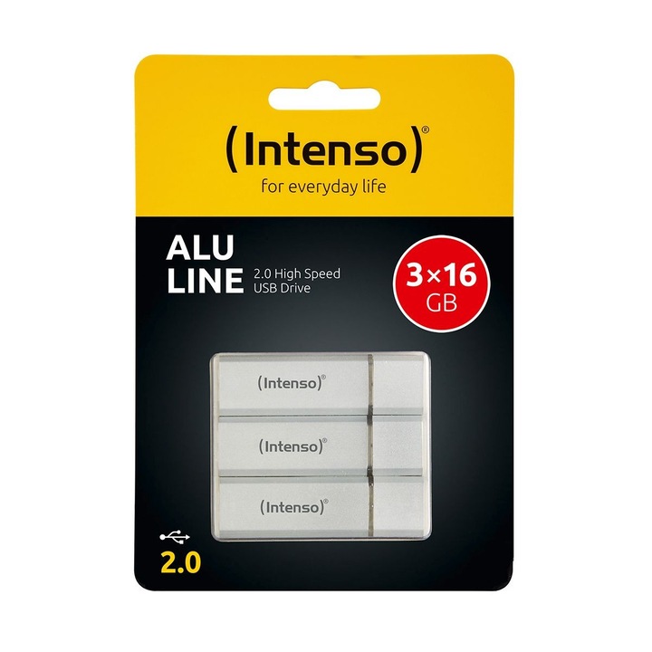 USB Memória Intenso 3 x 16 GB Alu Line Triple Pack Silver