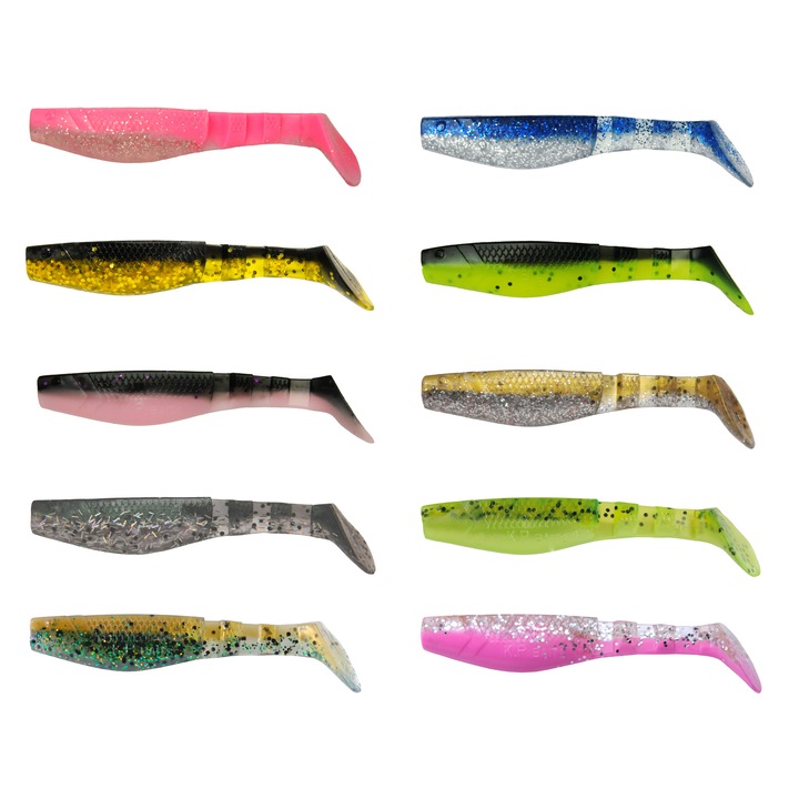 Set 50 buc Shad KP Original Shad 7.5cm, Mix5, pentru pescuit la salau, stiuca sau somn