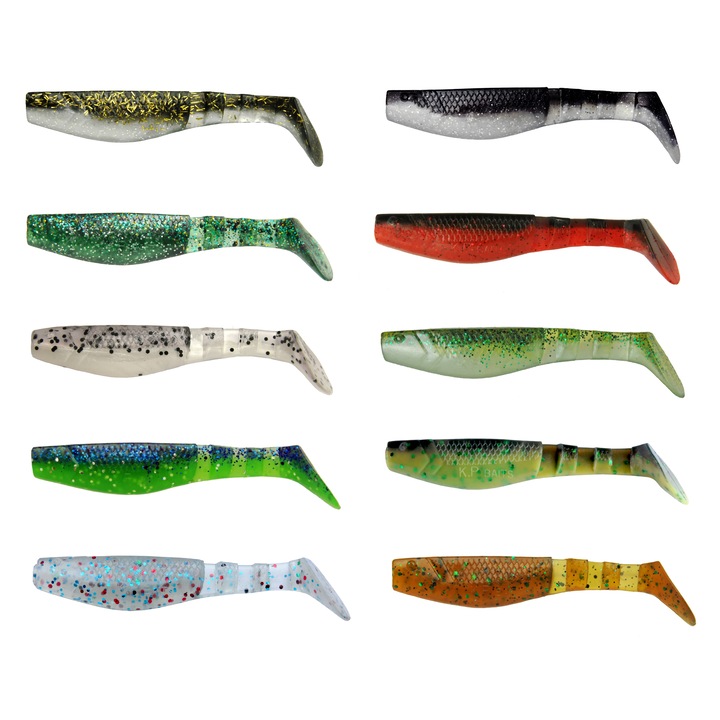 Set 50 buc Shad KP Original Shad 7.5cm, Mix6, pentru pescuit la salau, stiuca sau somn