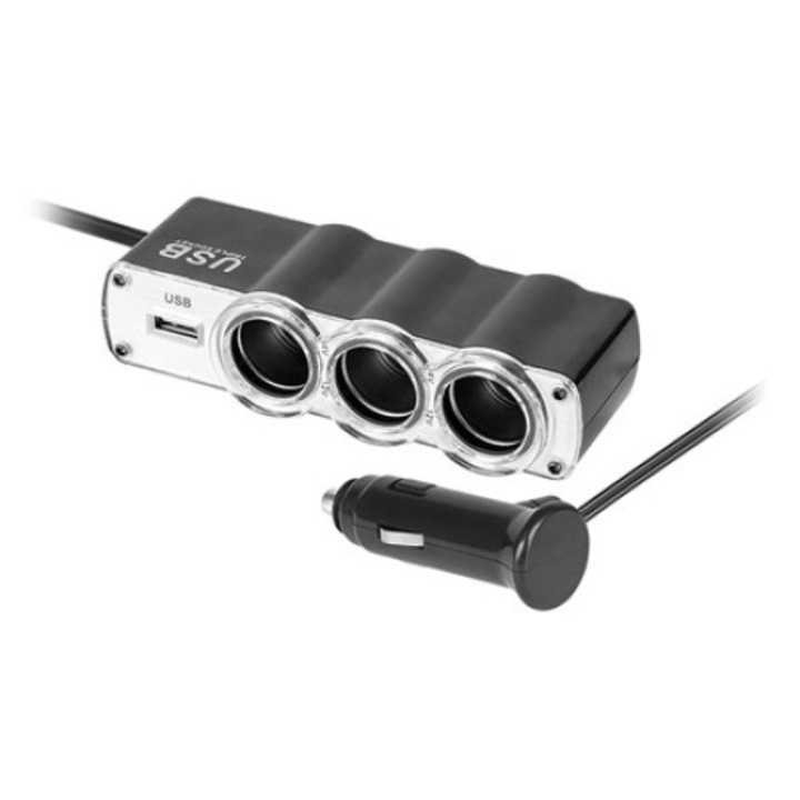 Autógyújtó Splitter X3 USB-vel és kábellel