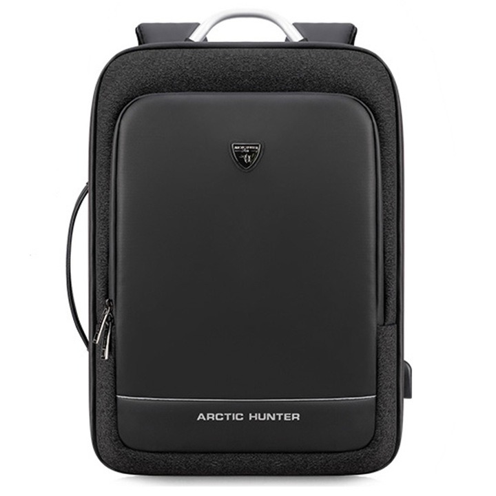 Rucsac Lexoop pentru laptop, Arctic Hunter, Extensibil, Rezistent la apa, Port USB, Negru