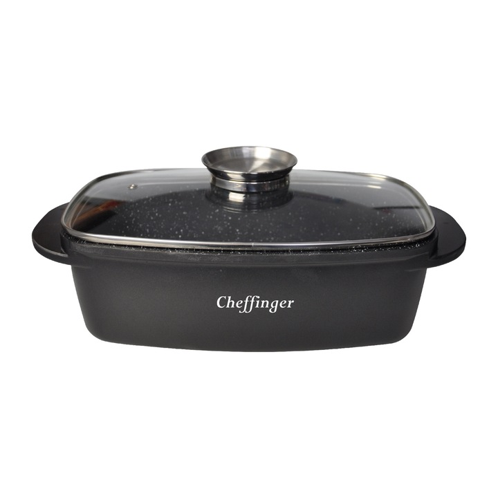 Тава CHEFFINGER CF-RO32, Мраморна вътрешна част и капак, 6,5 л, 34 x 23 x 10 см