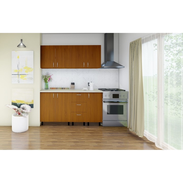 Bucatarie Star 160cm, Culoare Cires, Pal 18mm