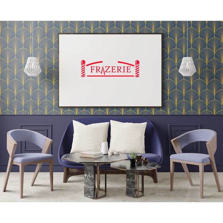 Sticker decorativ pentru perete, Frizerie, 40x15cm, rosu