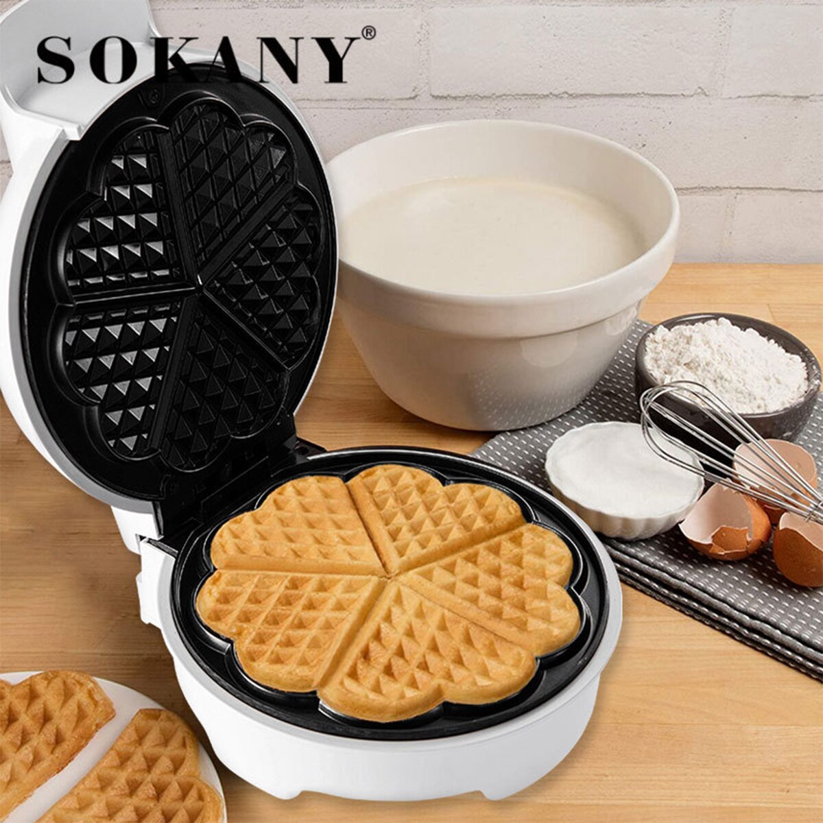 SOKANY SK-850 1100W Mini gofrera clásica, Gofrera para Gofres en