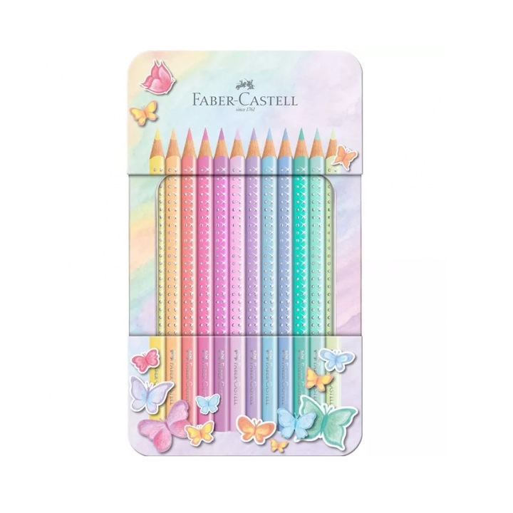 Комплект от 12 цветни молива Pastel Sparkle, Faber Castell
