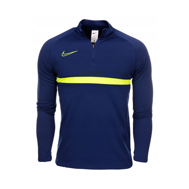 Bluza sport cu fermoar scurt Nike, Poliester, Bleumarin/Verde, Verde/Bleumarin