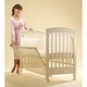 Patut co-sleeping 120x60 cu laterala culisanta total si roti Treppy Dreamy Plus, integral din lemn masiv fag, reglabil pe 5 nivele, include sistem de ancorare, culoare alb