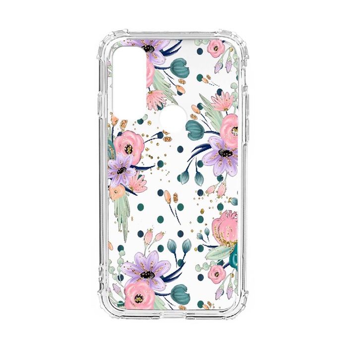 Husa Anti Shock Silicon Compatibila Cu Motorola Moto E40, Flowers Collection, Military Grade Drop Protection, AS 495