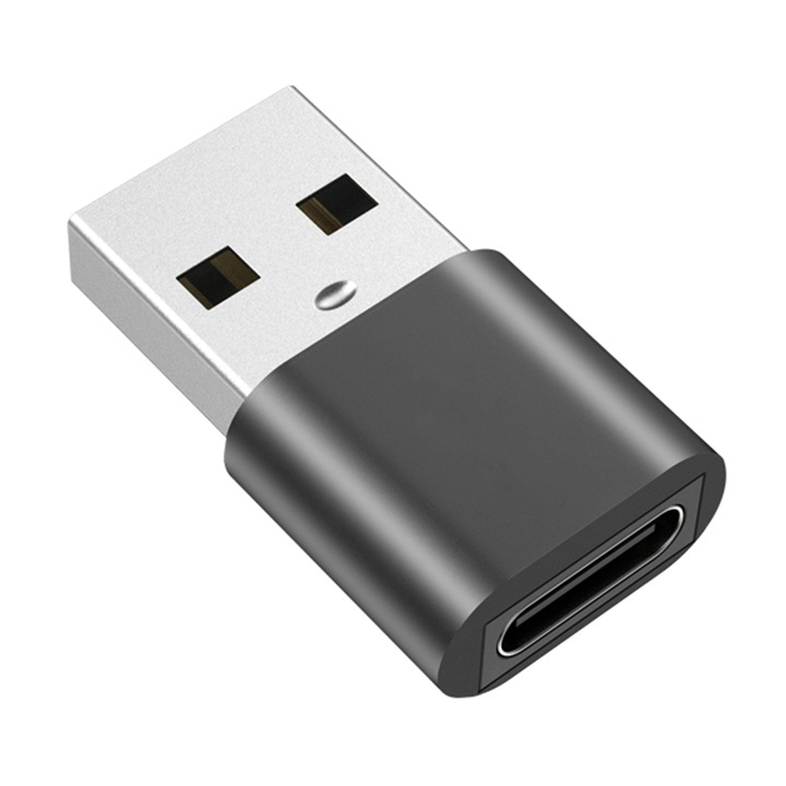 USB към USB-C Mini OTG адаптер, преносим, захранване и пренос на данни, Fonix Plug & Transfer, черен