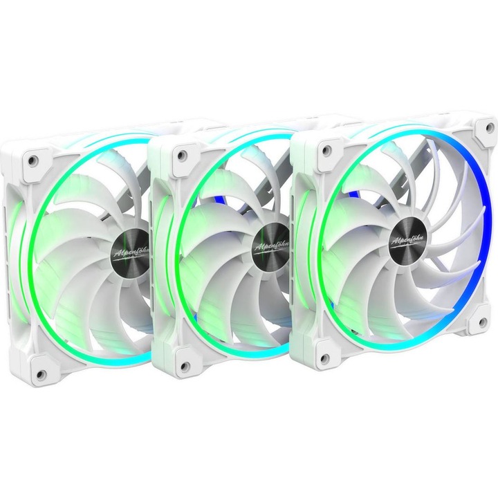 Set 3 ventilatoare PC Alpenfohn 84000000171, Wing Boost 3 ARGB 140 mm, alb
