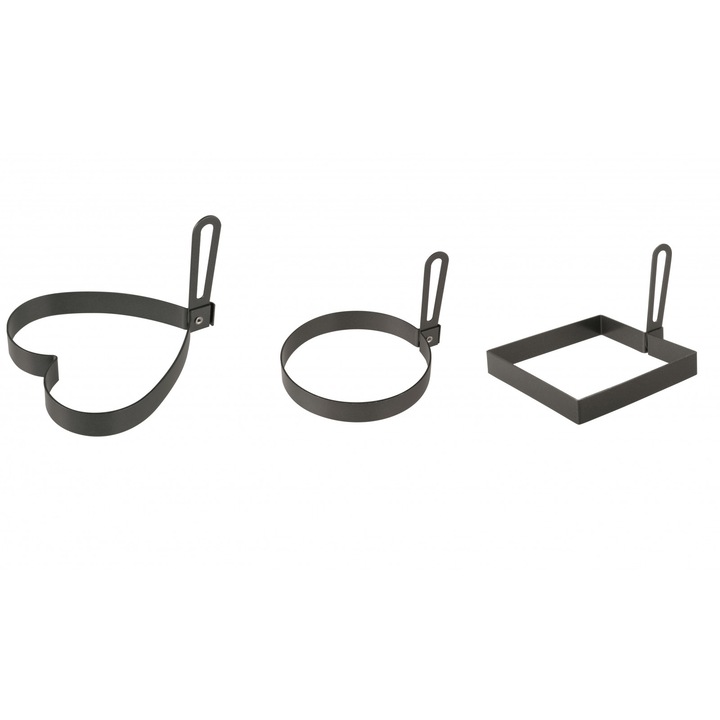 Комплект 3 форми за приготвяне на яйца Ibili-Moka, Стоманени, Черен
