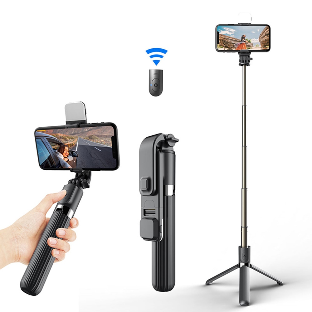Selfie Stick 2 in 1 cu bluetooth si tripod L0S3BS Negru eMAG.ro