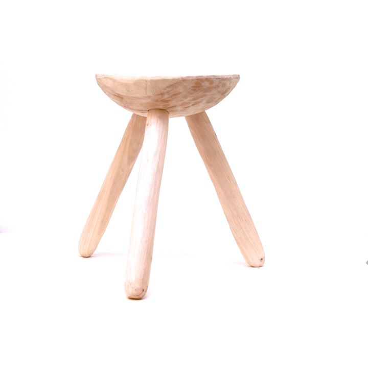 Tömör fa szék 3 lábbal, Natur, 40 cm