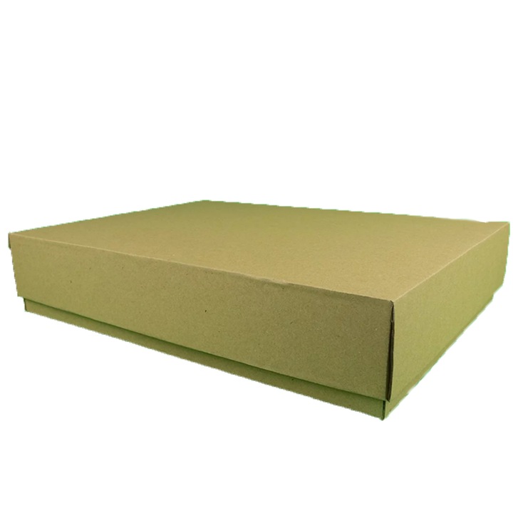 Set 100 Cutii cu Capac, 440x325x65 mm, Carton Natur