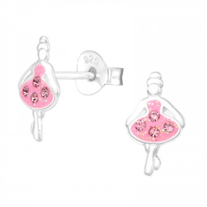Boutique 23 Ballet Girl gyerek fülbevaló, 925 ezüst, cirkónium kövek, beleértve az ékszerdobozt, ezüst