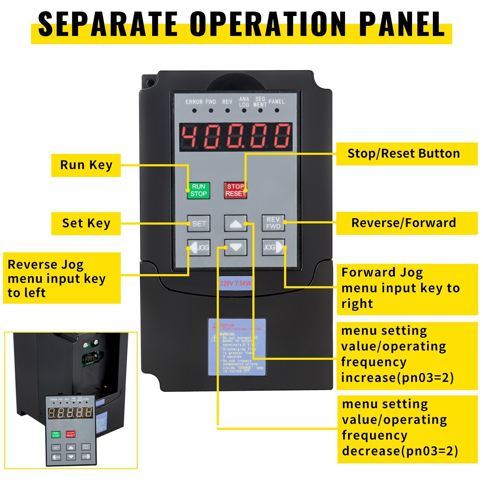 Convertizor de frecventa VFD, 3 faze, 3 kW, 220V - eMAG.ro