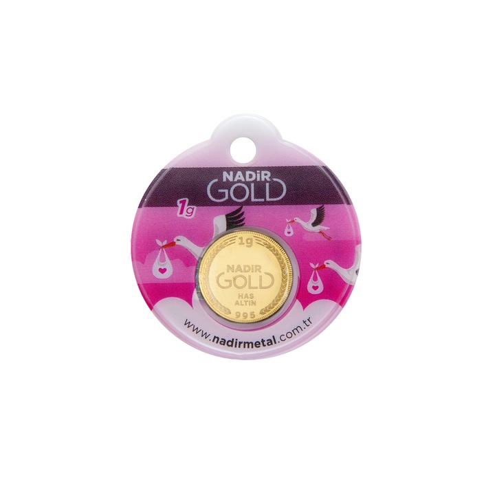 Moneda din Aur, Nadir, 24 K, 1 g, puritate 995 % roz
