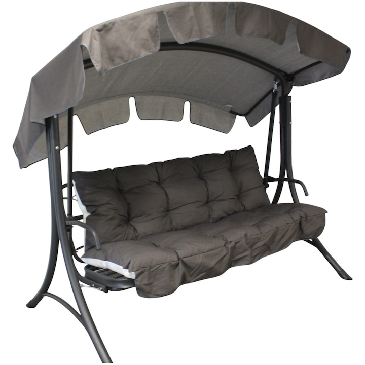 Balansoar de gradina cu functie pat, Diego, 208x126x173 cm, Structura otel, acoperis si perne incluse
