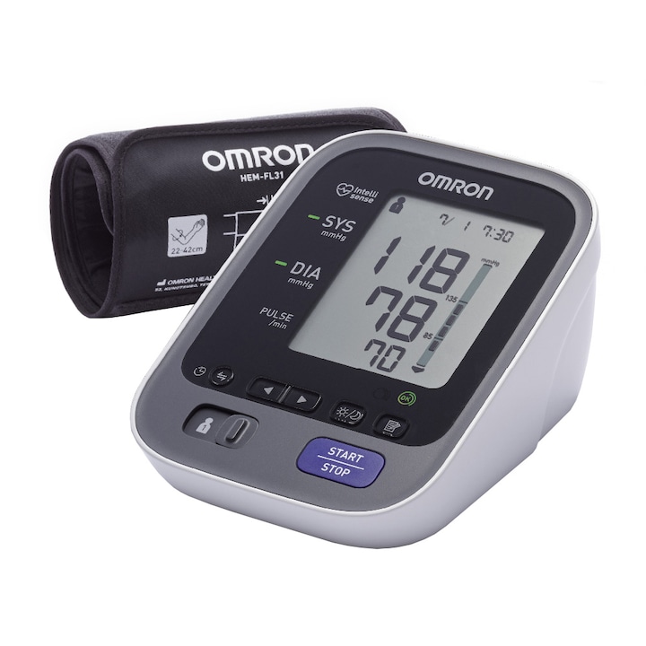 OMRON M7 Intelli IT Intellisense felkaros okos-vérnyomásmérő, Bluetooth adatátvitellel