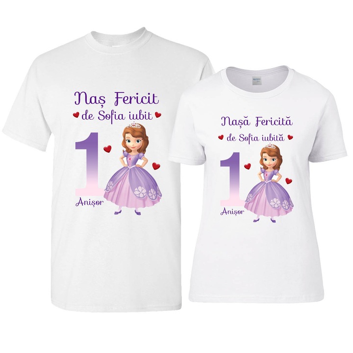 Set 2 tricouri personalizate cuplu, nasi, fini, bunici, Alb