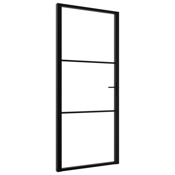 Usa de interior vidaXL, negru, 102,5x201,5 cm, sticla ESG si aluminiu, 27.73 kg