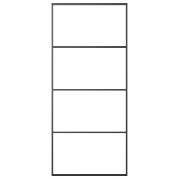 Usa glisanta vidaXL, negru, 90x205 cm, aluminiu si sticla ESG, 27.16 Kg 149480