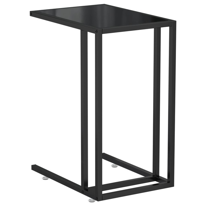 Странична маса за компютър vidaXL, Черна, 50x35 x65 см, Закалено стъкло, 3.78 Kg