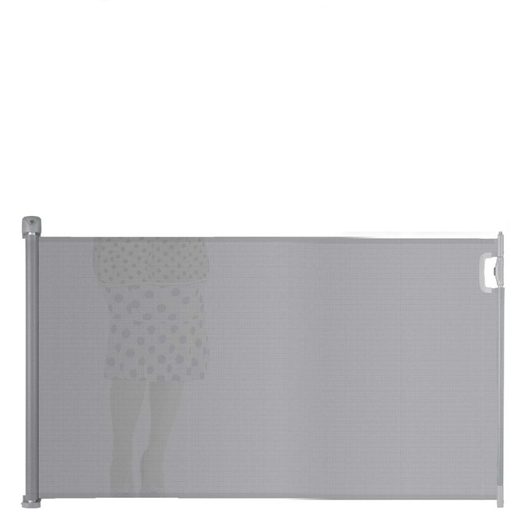 Poarta de siguranta DacEnergy©, retactabila pentru scari si usi, realizat din ABS si PVC, pliere usoara si rapida, lungimea reglabila, 92,5x140 cm, gri