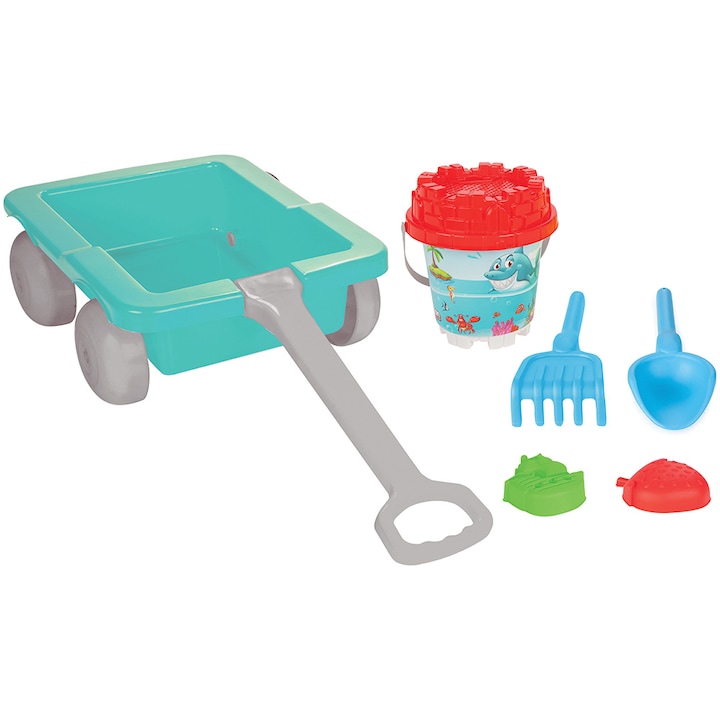 Set jucarii nisip Pilsan - Roaba cu ustensile, 5 accesorii