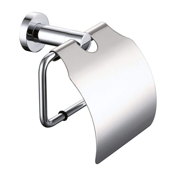 Suport hartie igienica Omnires Modern Project, Crom, cu clapeta