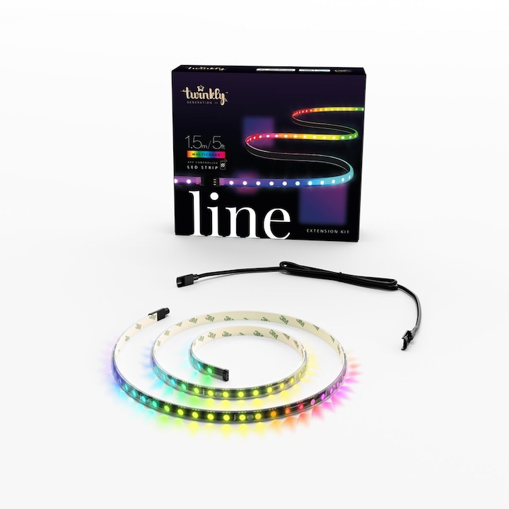 Extensie Banda LED RGB inteligenta, Twinkly Line, Bluetooth, WI-FI, 15W, lumina rece, multicolor, 1,5 m, 90 Led
