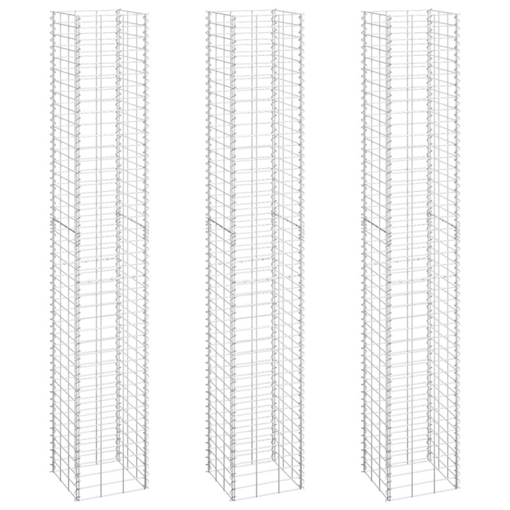 vidaXL 3 db vas gabion magaságyás 30 x 30 x 200 cm 151251