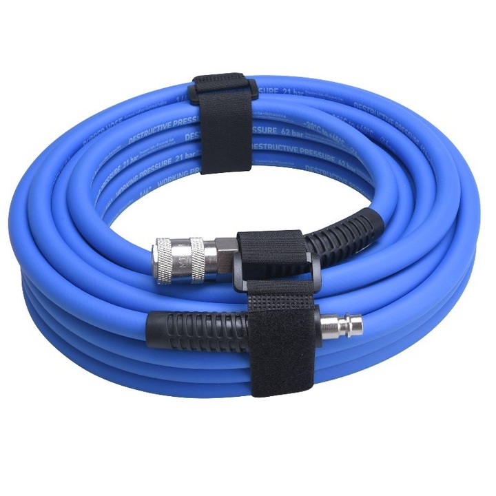 Furtun aer, Extol Premium, 10 m, cauciuc, cuplare rapida 1/4 "