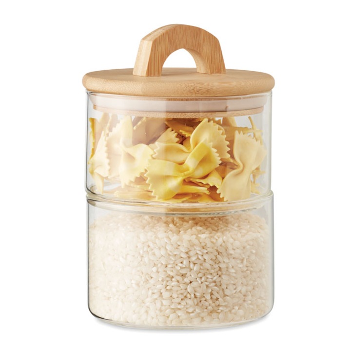 Recipient de sticla pentru depozitare cu 2 compartimente BOROPOT