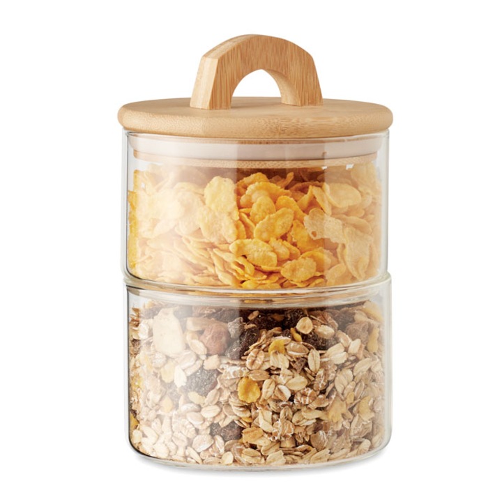 Recipient de sticla pentru depozitare cu 2 compartimente BOROPOT