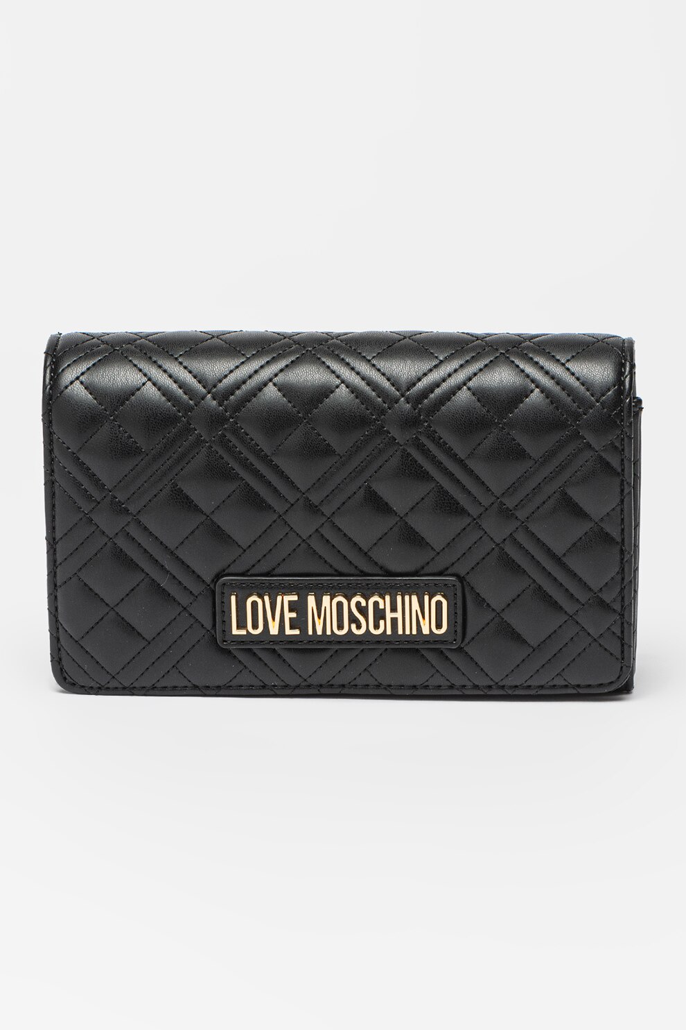 Love Moschino, Geanta crossbody cu aspect matlasat, Negru eMAG.ro