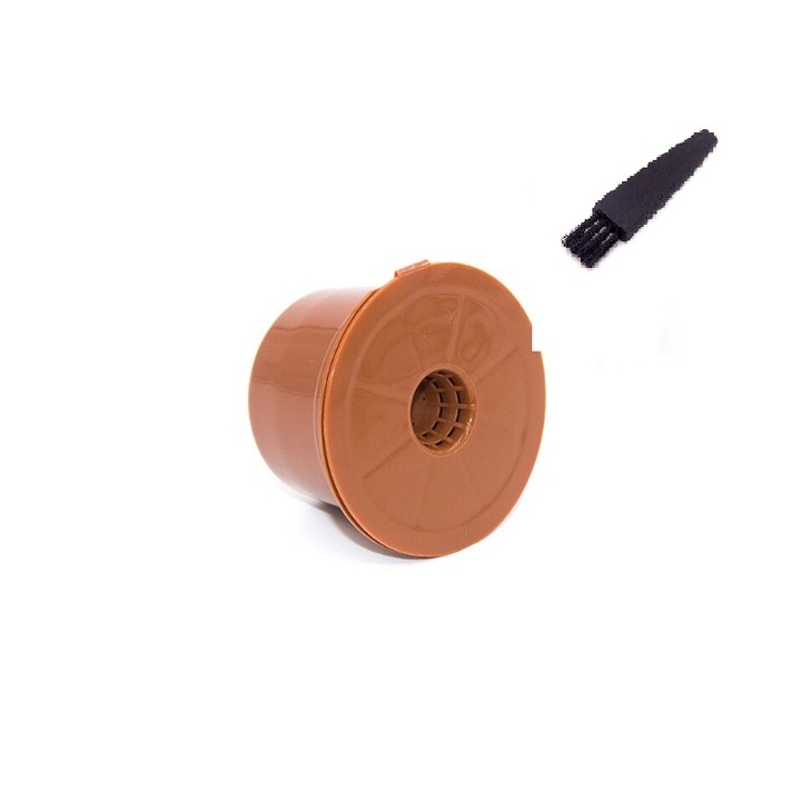 Caffitaly kompatibilis kávékapszula kefével, New Generation, újratölthető / mosható, műanyag, barna