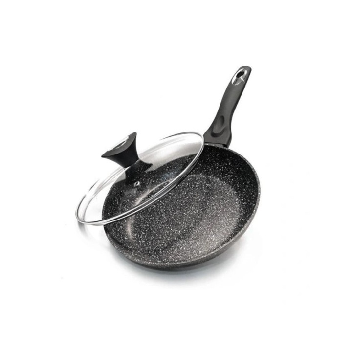 Алуминиев тиган с капак Klausberg, мраморен, сив, 26 см