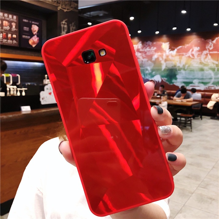 Husa slim tip oglinda, model Prism 3D, compatibila cu Samsung Galaxy J7 2017 / Rosu