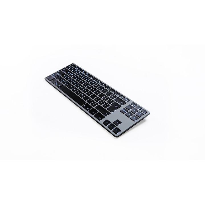Tastatura Matias FK308LB-UK, cu cablu, iluminata, negru-argintiu, EN