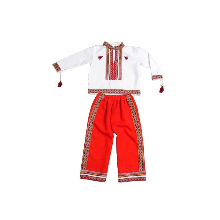 Costum popular rosu baiat, 6-7 ani