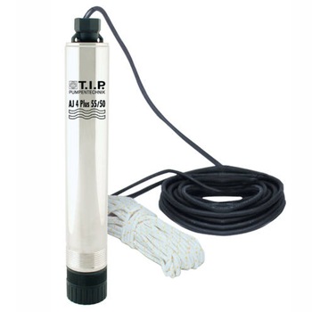Pompa submersibila apa curata T.I.P. AJ 4 Plus 55/50, putere 800 W, debit 3300 l/h, refulare 50 m, adancime scufundare 20 m