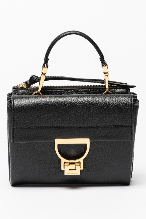 COCCINELLE, Geanta crossbody de piele cu bareta de umar Arlettis Signature, Negru