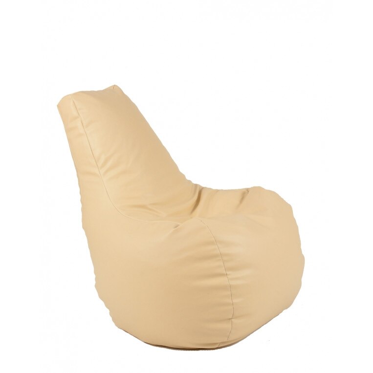 Fotoliu (Mediu) Sunlounger - Nude (piele eco) umplut cu perle polistiren (fotoliu para marca Pufrelax) Fabricat in Romania