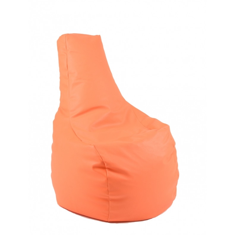 Fotoliu (Mediu) Sunlounger - Orange (piele eco) umplut cu perle polistiren (fotoliu para marca Pufrelax) Fabricat in Romania