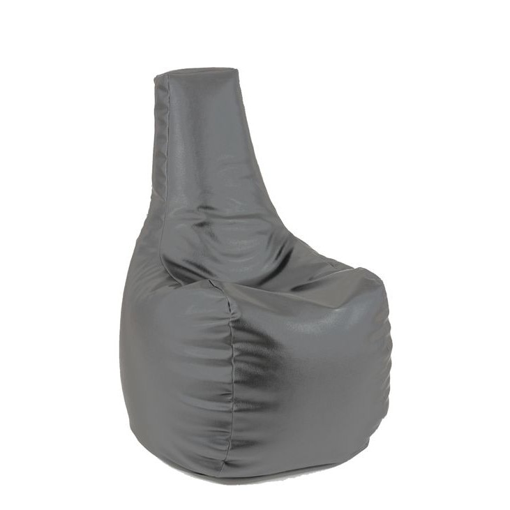 Fotoliu (Mediu) Sunlounger - Gri (piele eco) umplut cu perle polistiren (fotoliu para marca Pufrelax) Fabricat in Romania